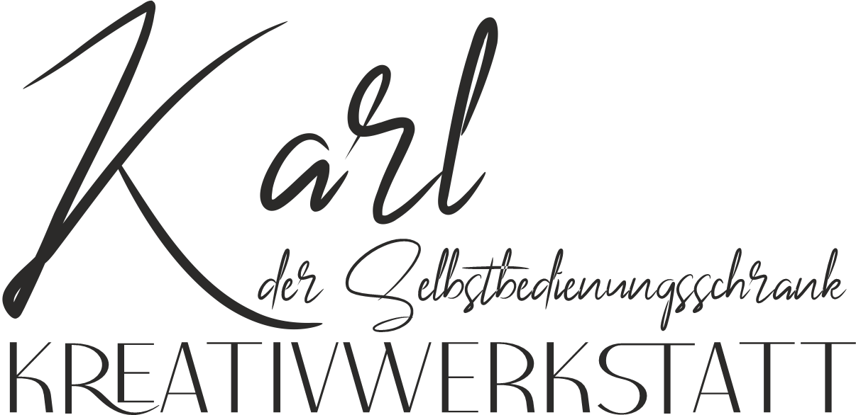 A black and white logo for karl der selbstbezeichnungsschrank kreativwerkstatt