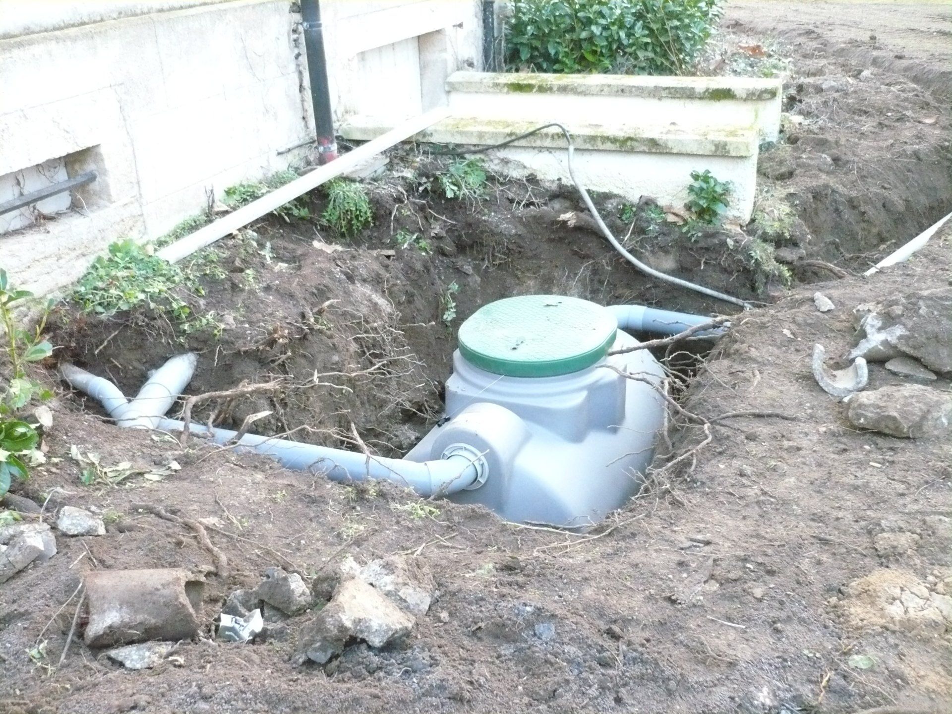 Fosse d'assainissement raccordée