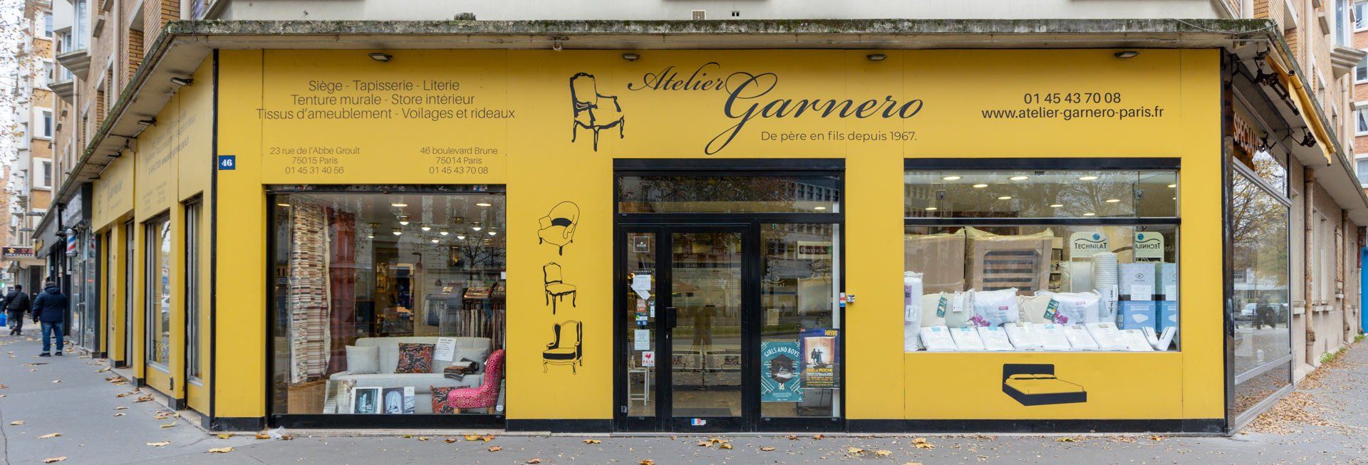 L'extérieur du magasin de l'atelier Garnero