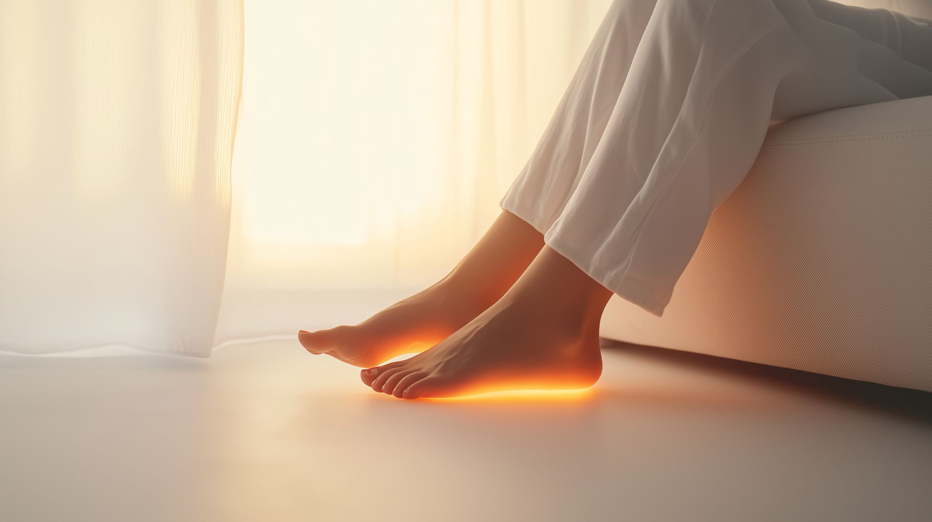 Plancher chauffant avec pieds au-dessus.