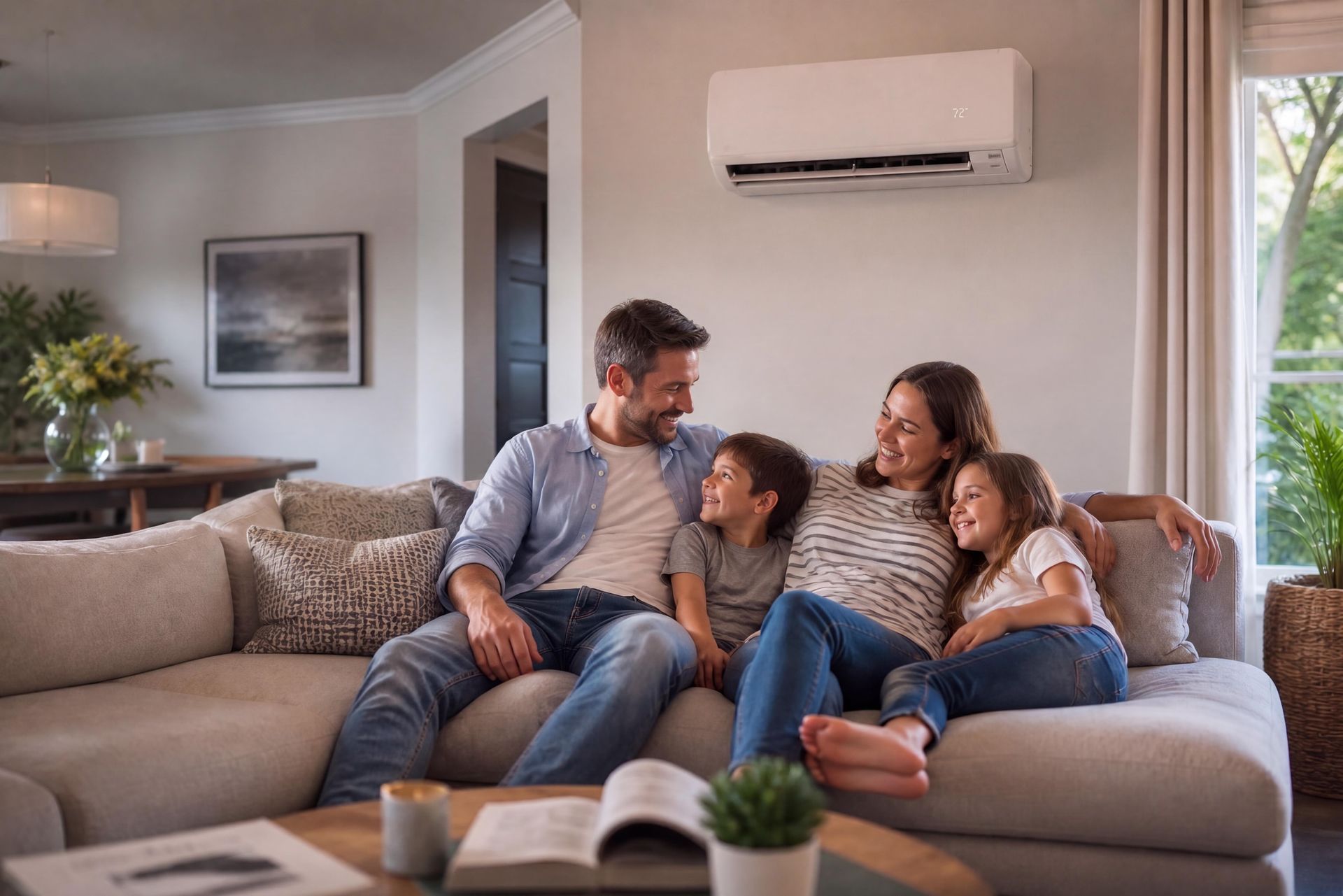 Famille profitant de la clim.