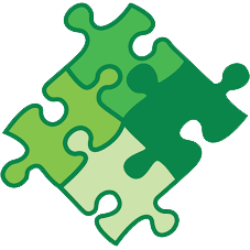 Zwei grüne Puzzleteile sind übereinander gestapelt.