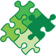 Zwei grüne Puzzleteile sind übereinander gestapelt.