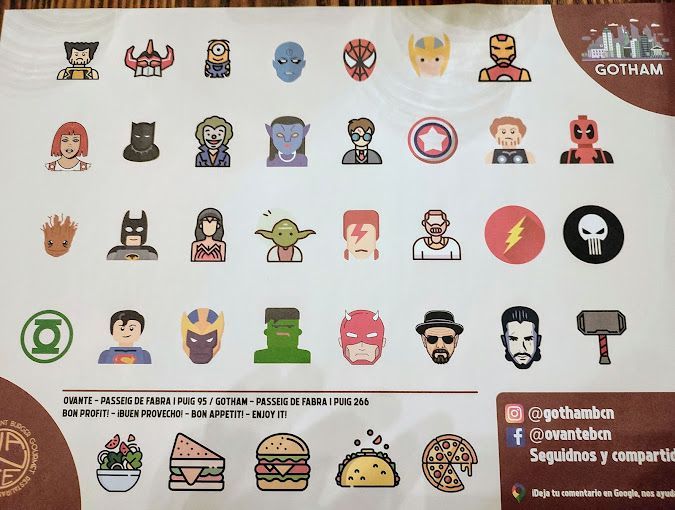 Un póster con un montón de íconos de superhéroes.