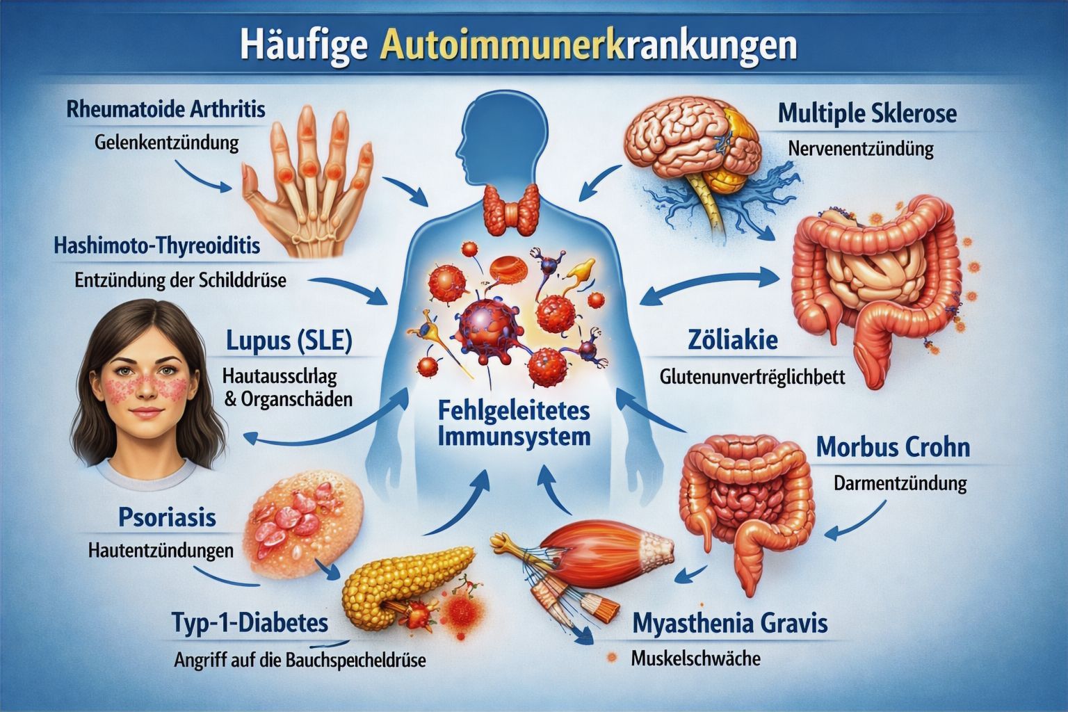 KI-generiertes Bild häufiger Autoimmunerkrankungen