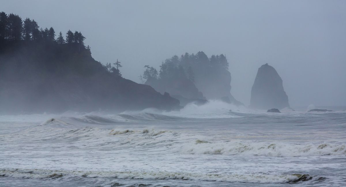 Winter storm waves crashing on the Oregon Coast