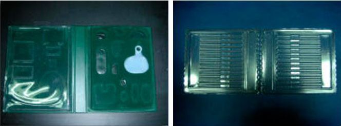 Dos imágenes de un recipiente de plástico transparente sobre una mesa.