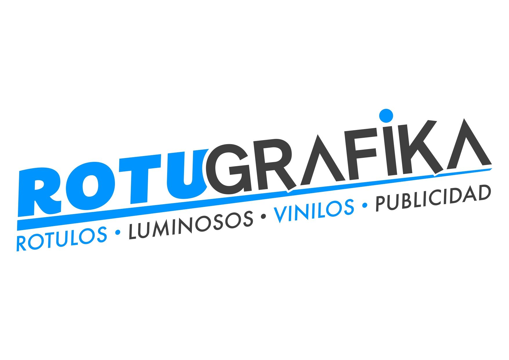 Logotipo para ROTUGRAFIKA, empresa de se&ntilde;alizaci&oacute;n y publicidad. Texto en azul y gris sobre fondo blanco.