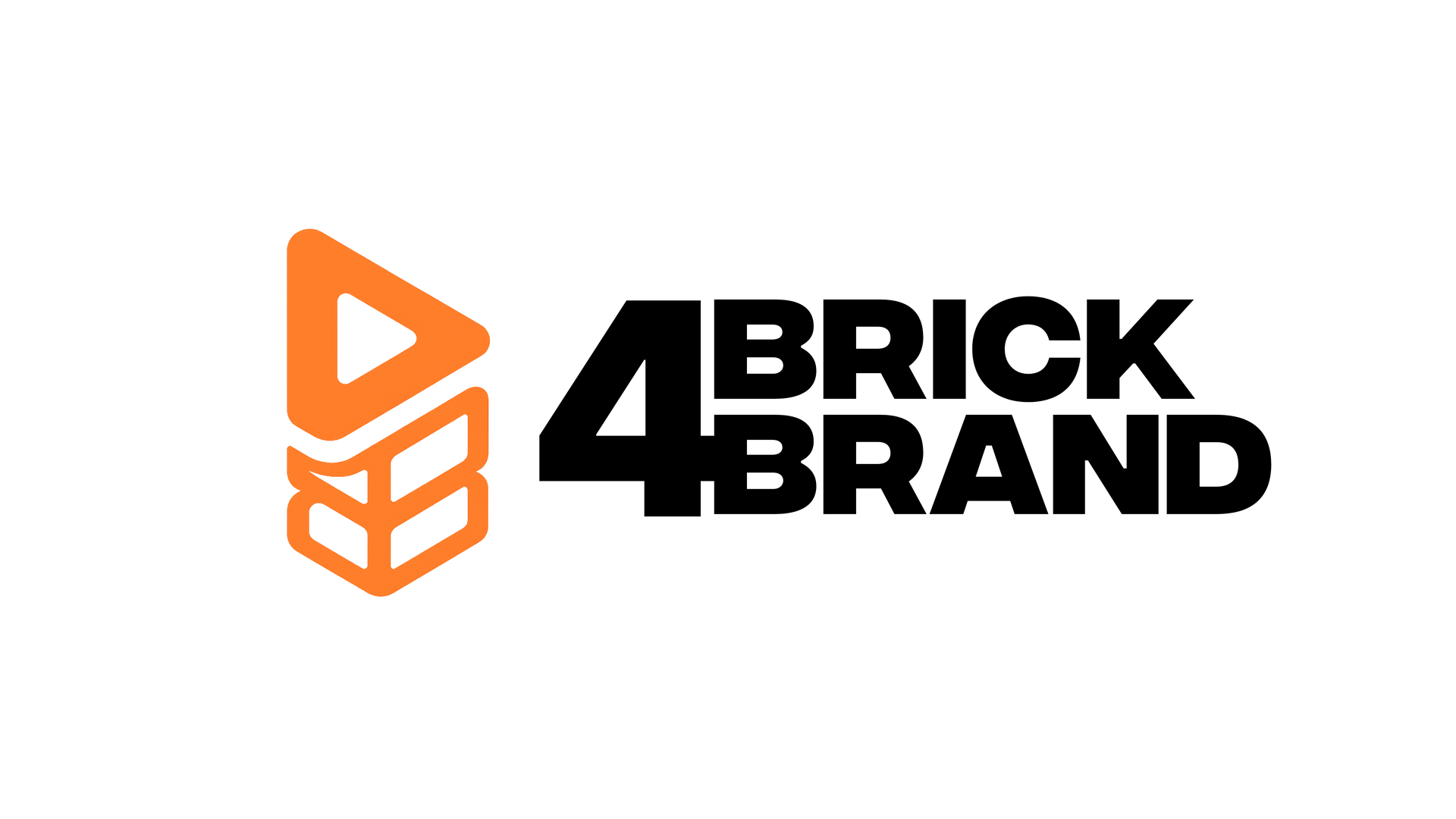Orangefarbenes Logo der Marke „4 Brick“ mit einem gestapelten Quadrat- und Dreieckssymbol.