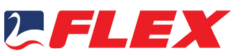 Un logotipo rojo, blanco y azul para flex