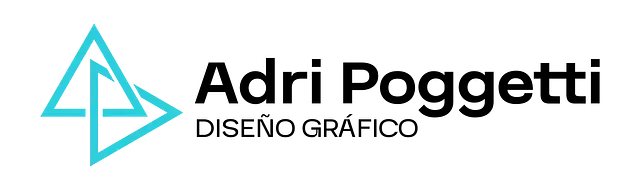 Un logo para adri poggetti designo grafico con un triángulo azul