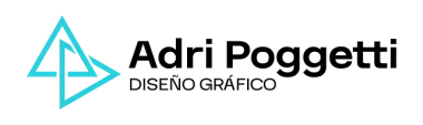 Un logo para adri poggetti designo grafico con un triángulo azul