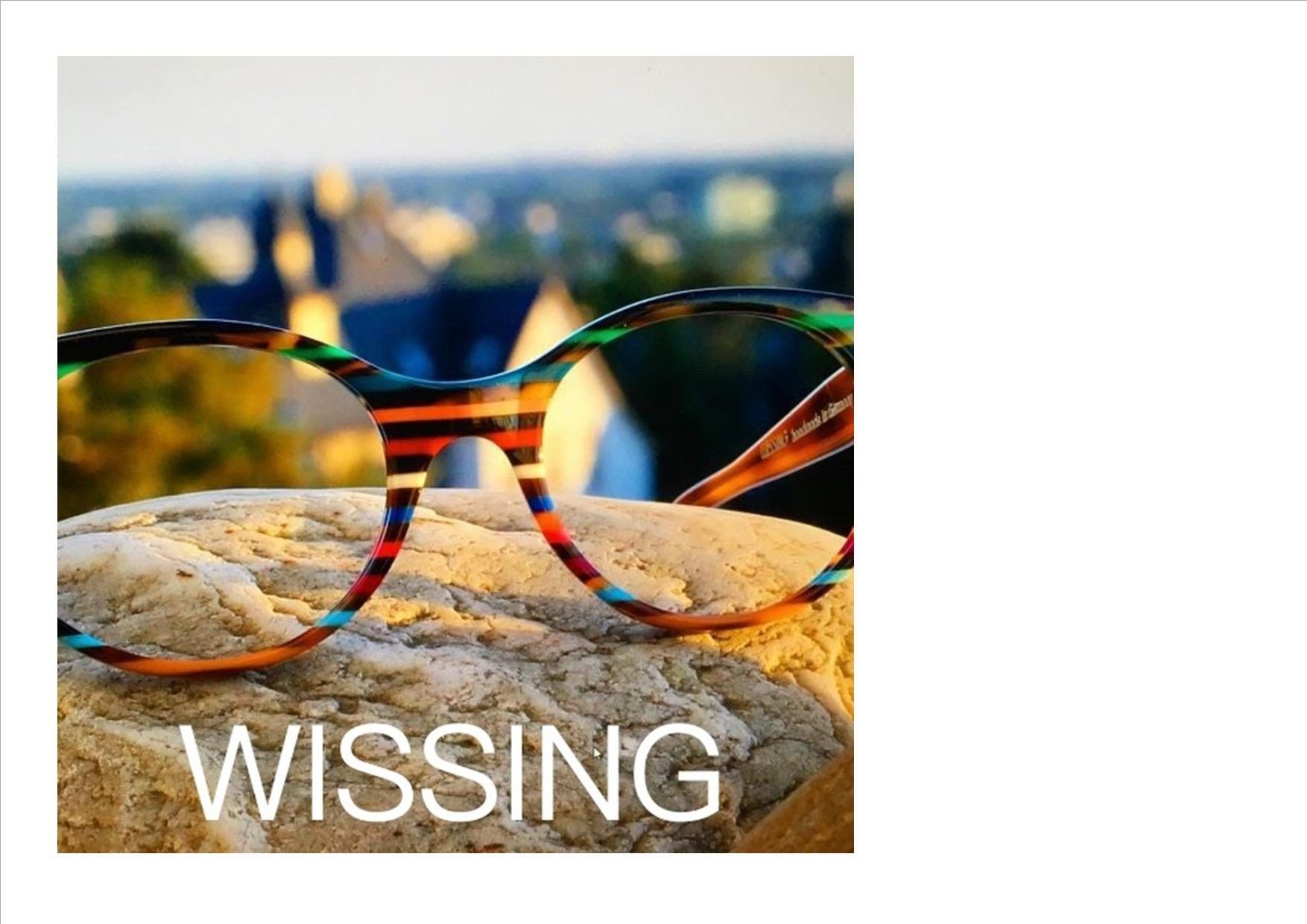 Des lunettes colorées reposent sur une pierre, devant un paysage extérieur flou.