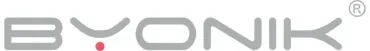 Logotipo de BYONIK con letras grises y un punto rojo.