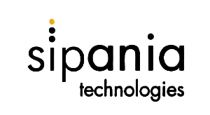 Logotipo de Sipania Technologies. Texto negro con puntos estilizados