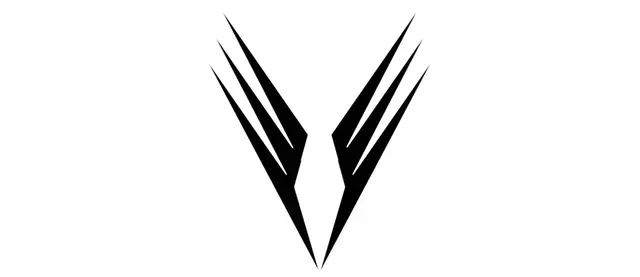 Gráfico negro de alas estilizadas.