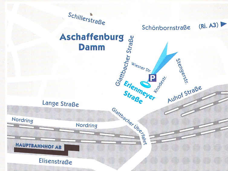 Karte für die Anfahrt zum Contactlinsen-Institut Aschaffenburg