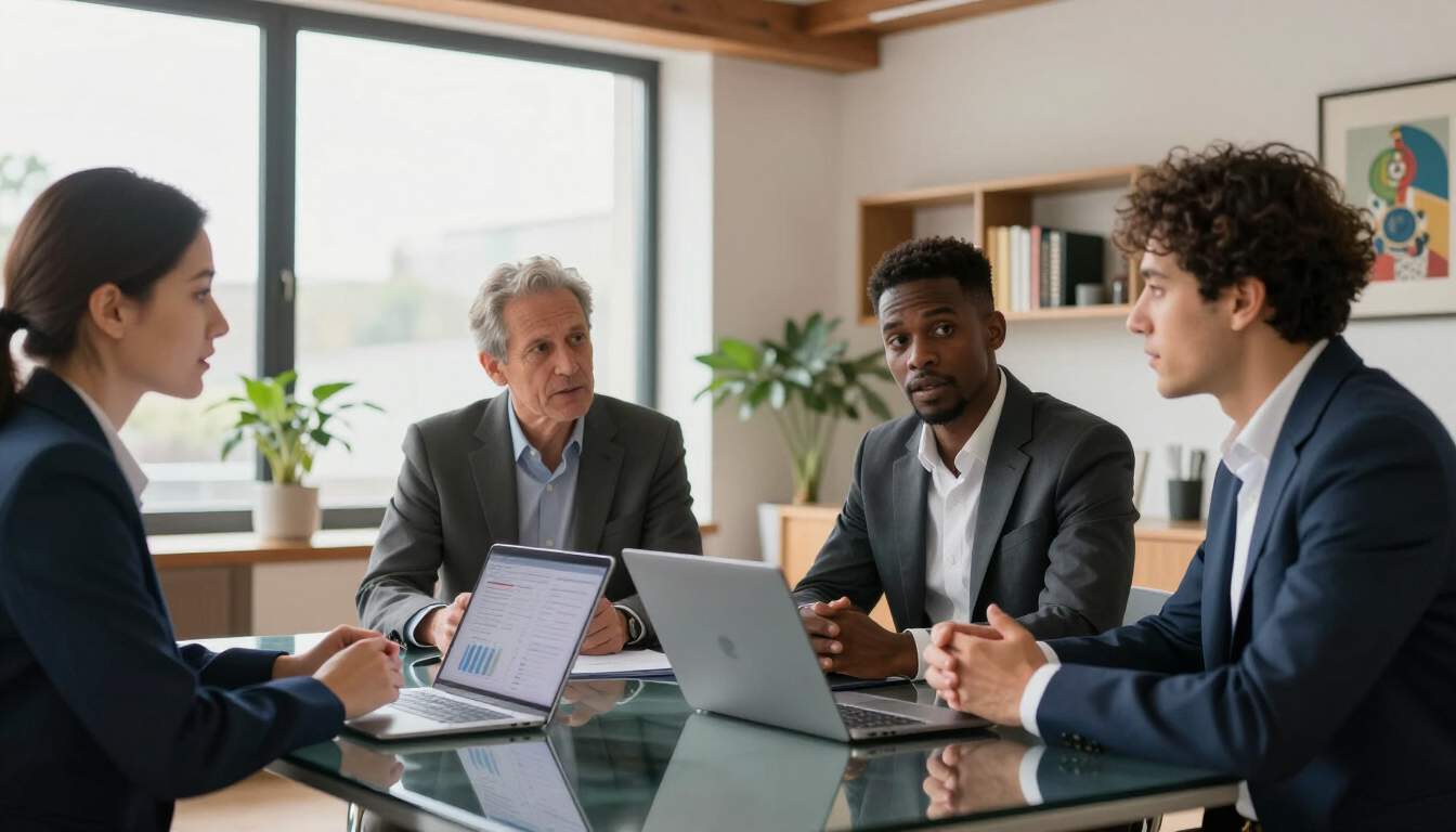 Equipa de marketing a planear visibilidade digital