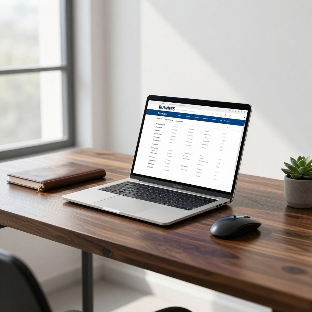Ecrã de computador mostrando otimização de perfil digital para empresas portuguesas.