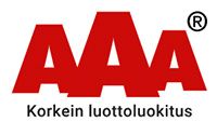 AAA Korkein luottoluokitus logo in red and black text