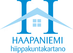 Blue logo: "H" shape with house outline, text "HAAPANIEMI, hiippakuntakartano".