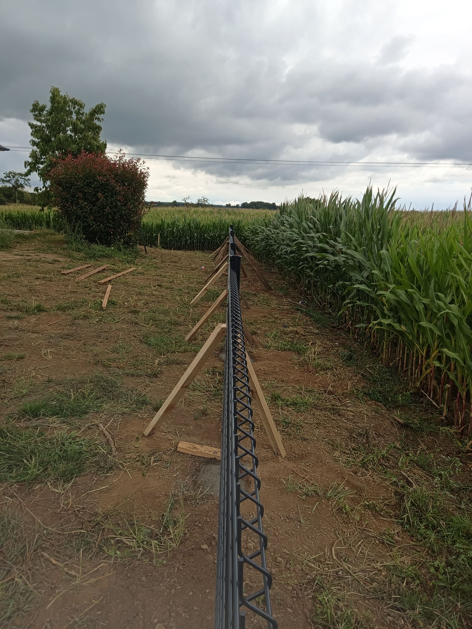 Brise-vue sur une clôture rigide.