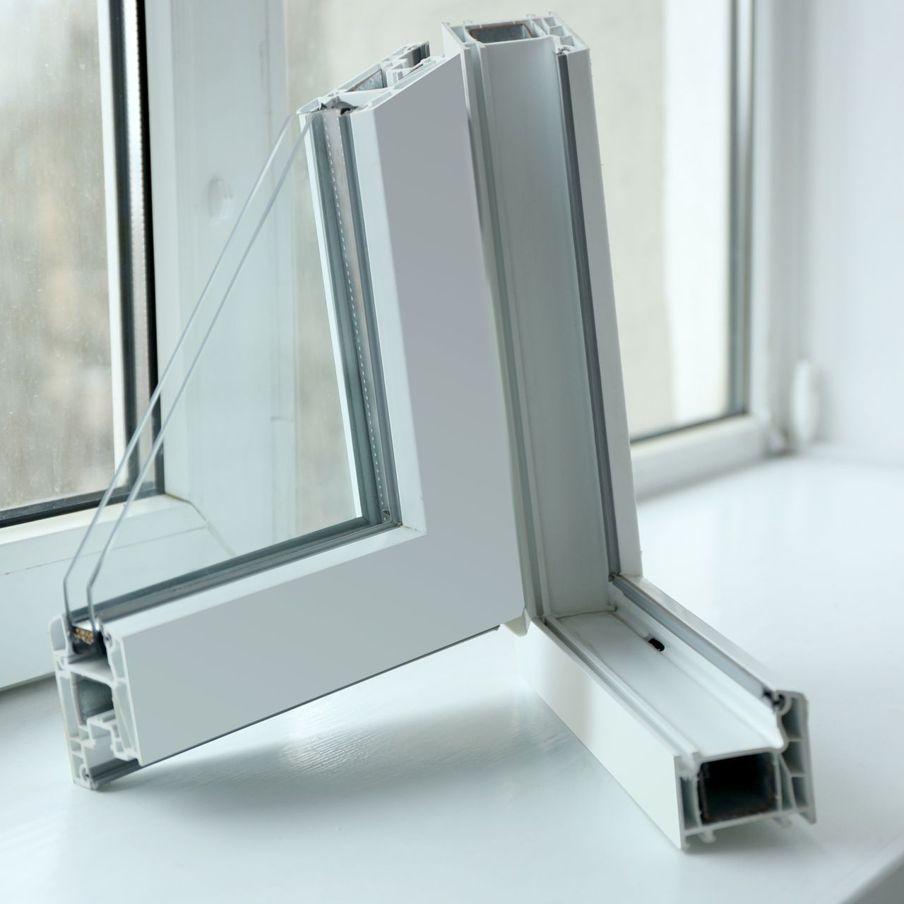 Coins de fenêtres posés sur un rebord de fenêtre.