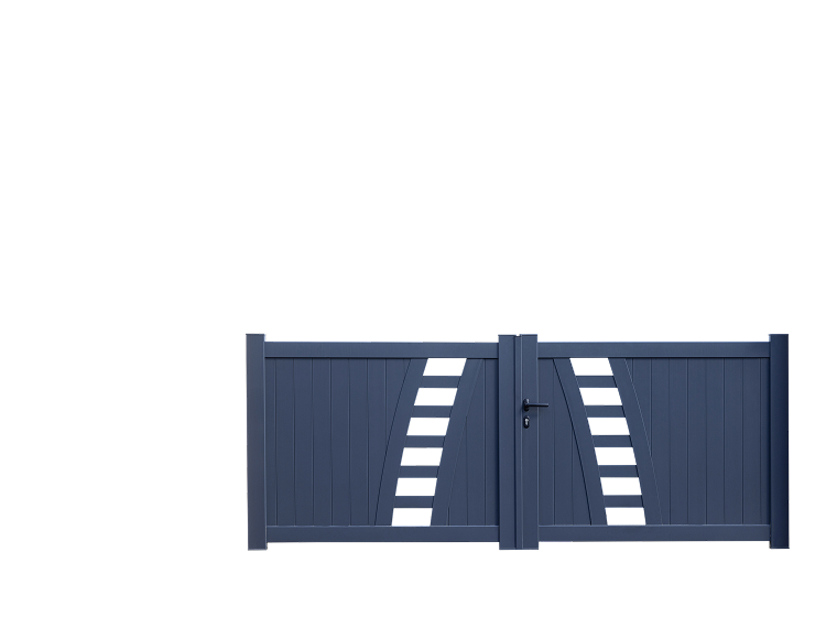 Portail bleu foncé.