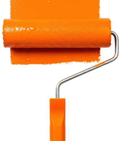 Rouleau avec de la peinture orange