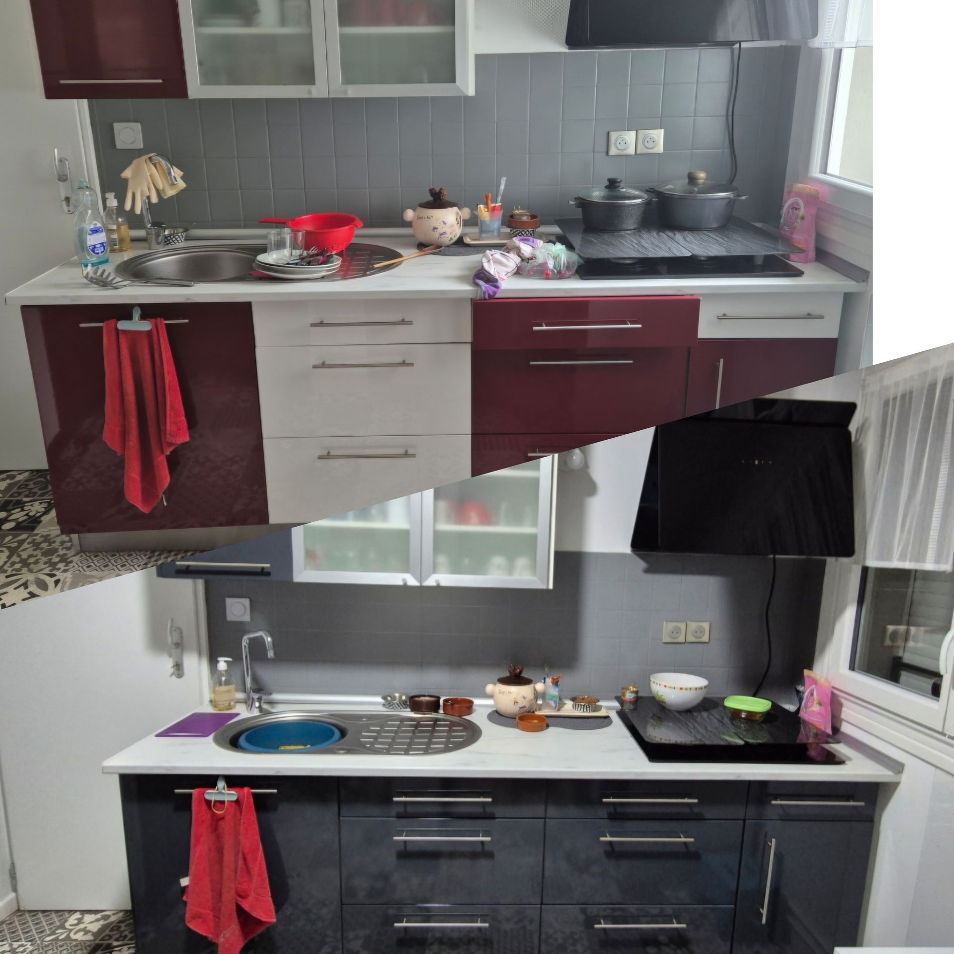 Montage avant/après d'un covering de cuisine