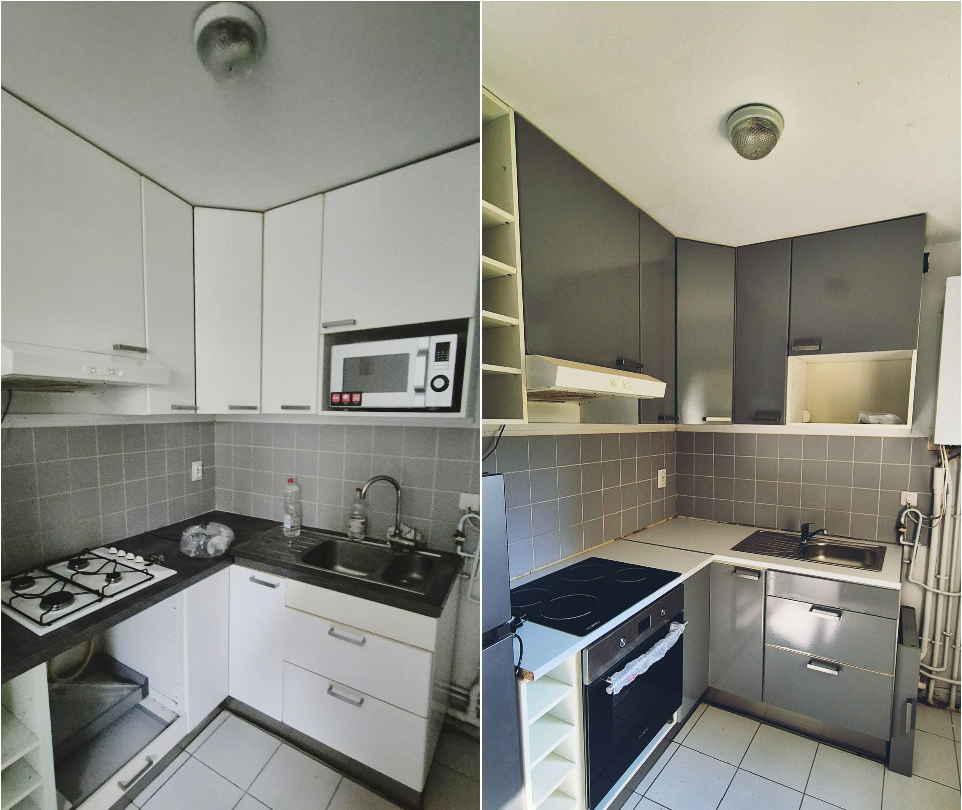Montage avant/après d'une décoration de cuisine