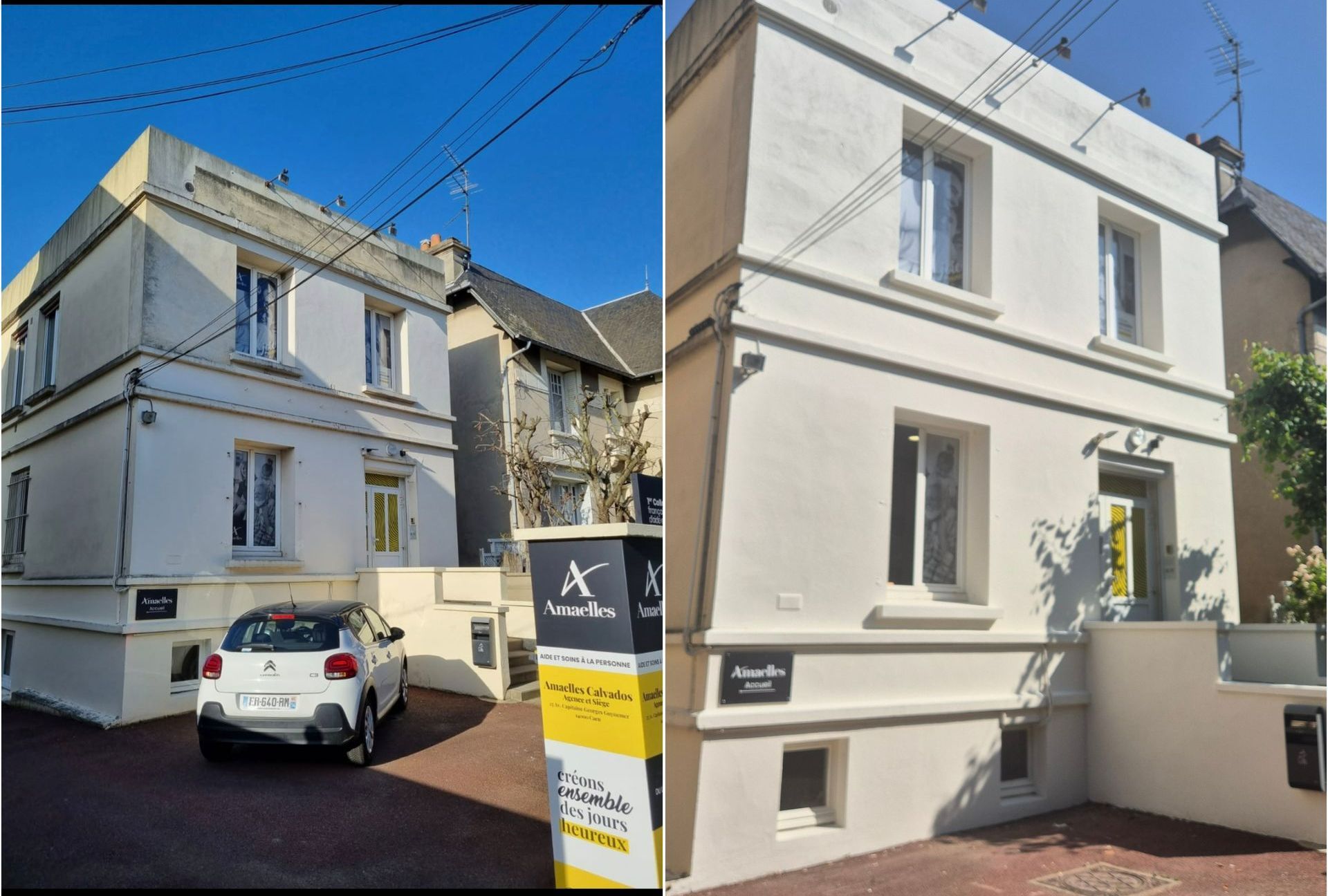 Montage avant/après pour le ravalement de façade d'une collectivité