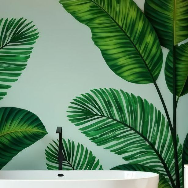 Du papier peint avec de grandes feuilles tropicales