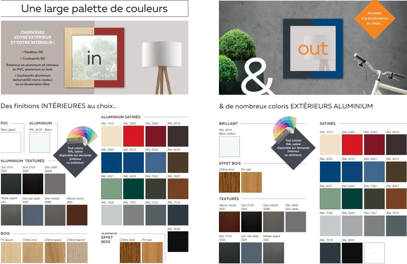 Les différentes couleurs disponibles