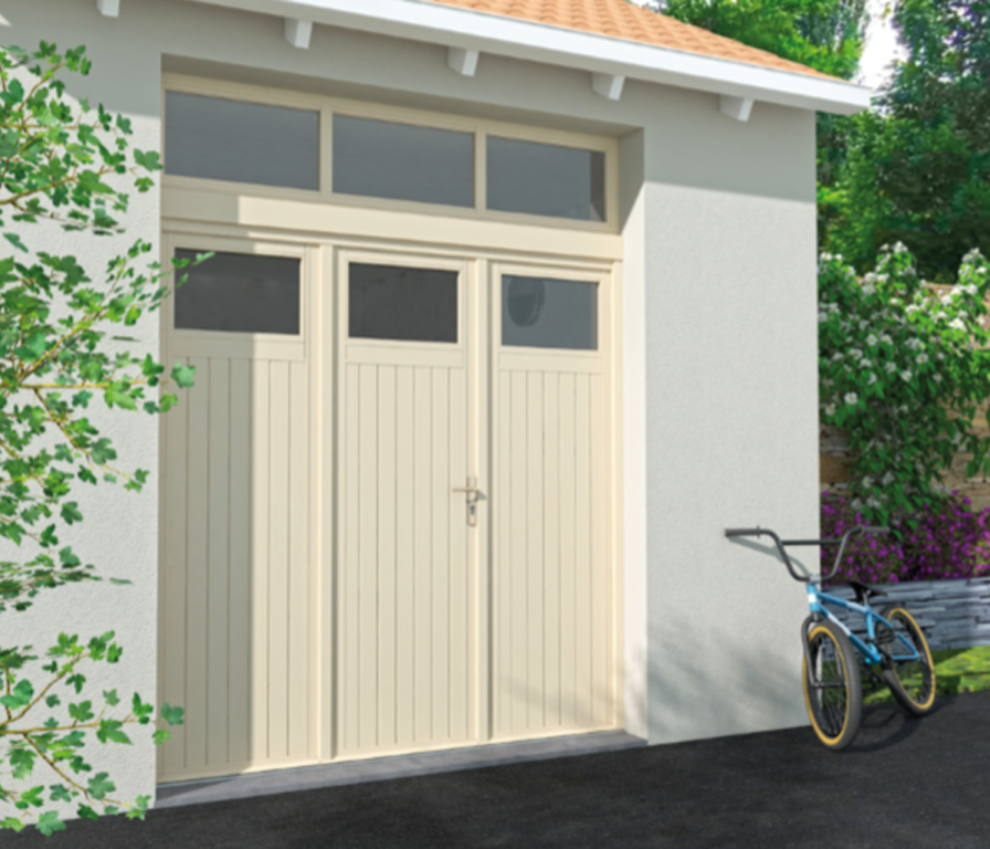 Porte de garage avec vélo devant