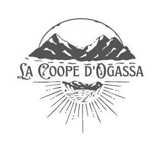 Un logotipo en blanco y negro para una empresa llamada La Coope d'Ogassa.