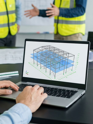 Ordinateur avec un plan en 3d sur l'écran