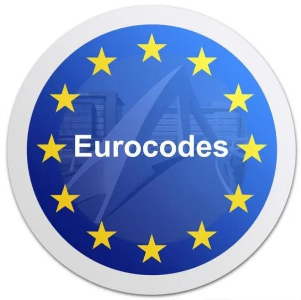 Logo Eurocodes bleu avec des étoiles jaunes de l'UE dans un badge circulaire