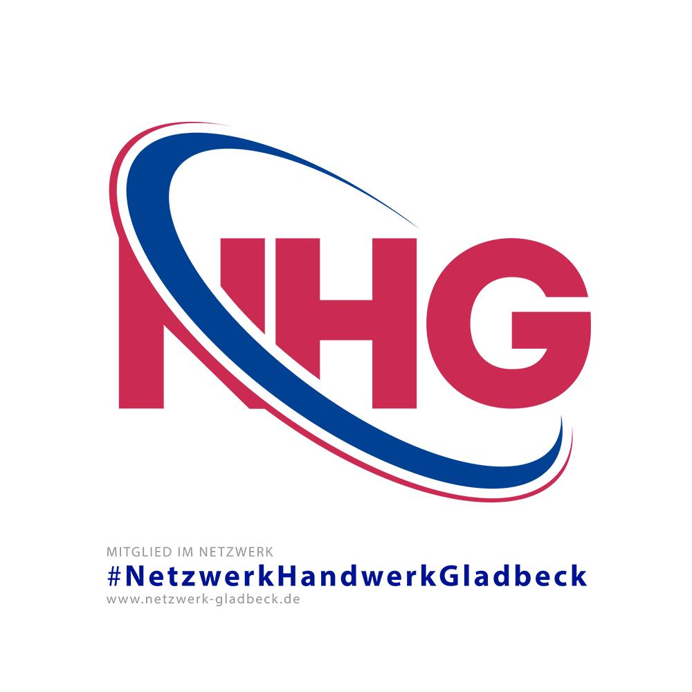Ein blau-rotes NHG-Logo mit einem Kreis darum