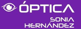 Logotipo morado de Óptica Sonia Hernández con un icono de ojo blanco.
