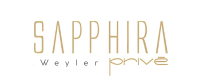 Logotipo de Sapphira Private en letras doradas sobre fondo blanco. "Sapphira" es la palabra principal. "Weyler" y "prive" aparecen debajo.