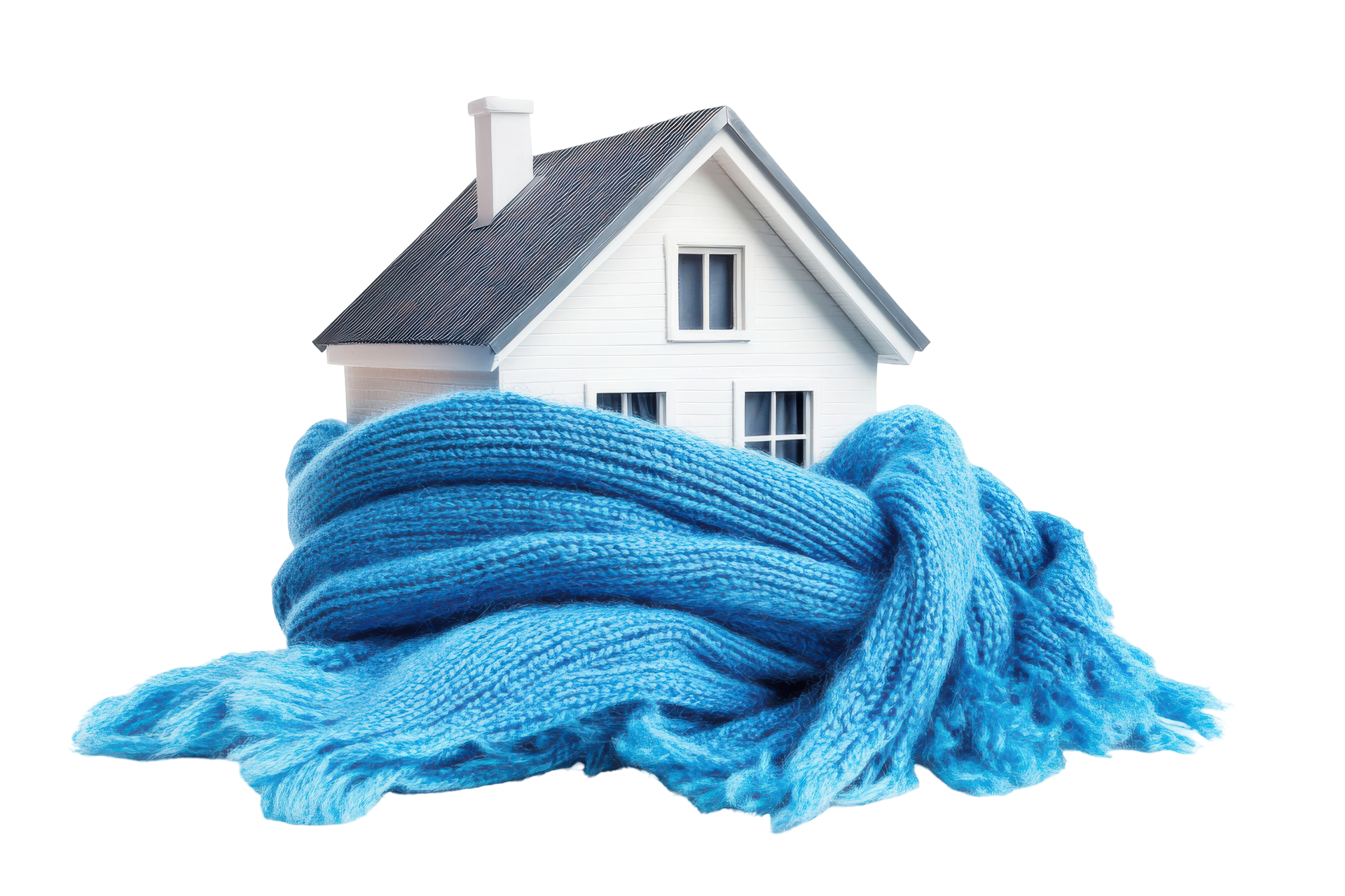 Maison enroulée dans une écharpe bien chaude.