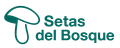 Logotipo verde oscuro con un sencillo icono de seta junto al texto "Setas del Bosque" en una fuente limpia y sin serifa.