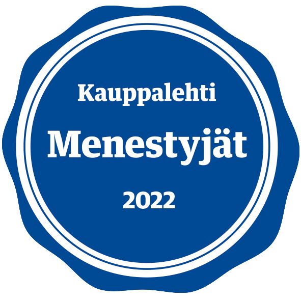 Blue circular badge with
