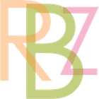 Letras pastel superpuestas R, B y Z.
