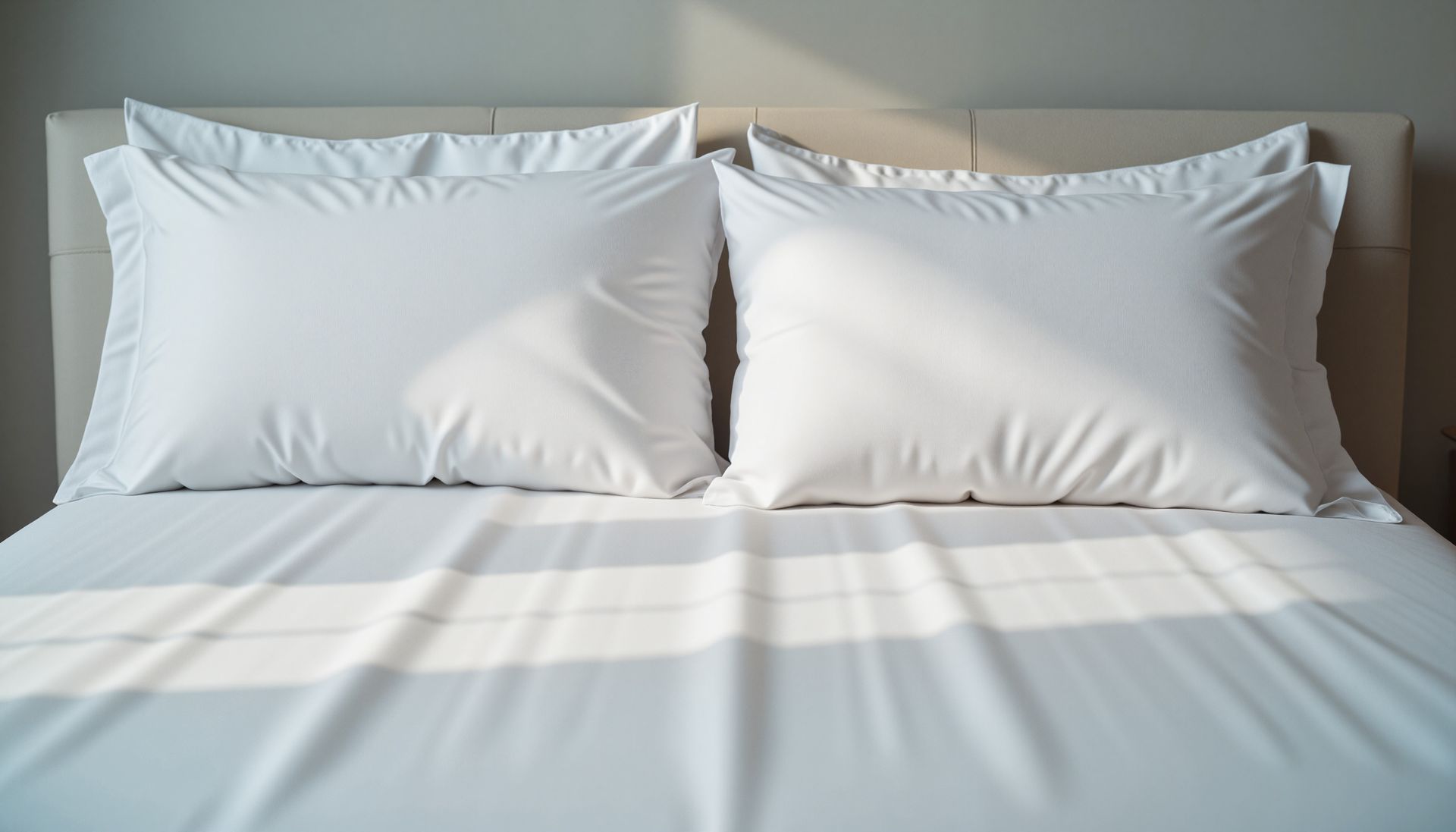 Un lit avec deux gros oreillers