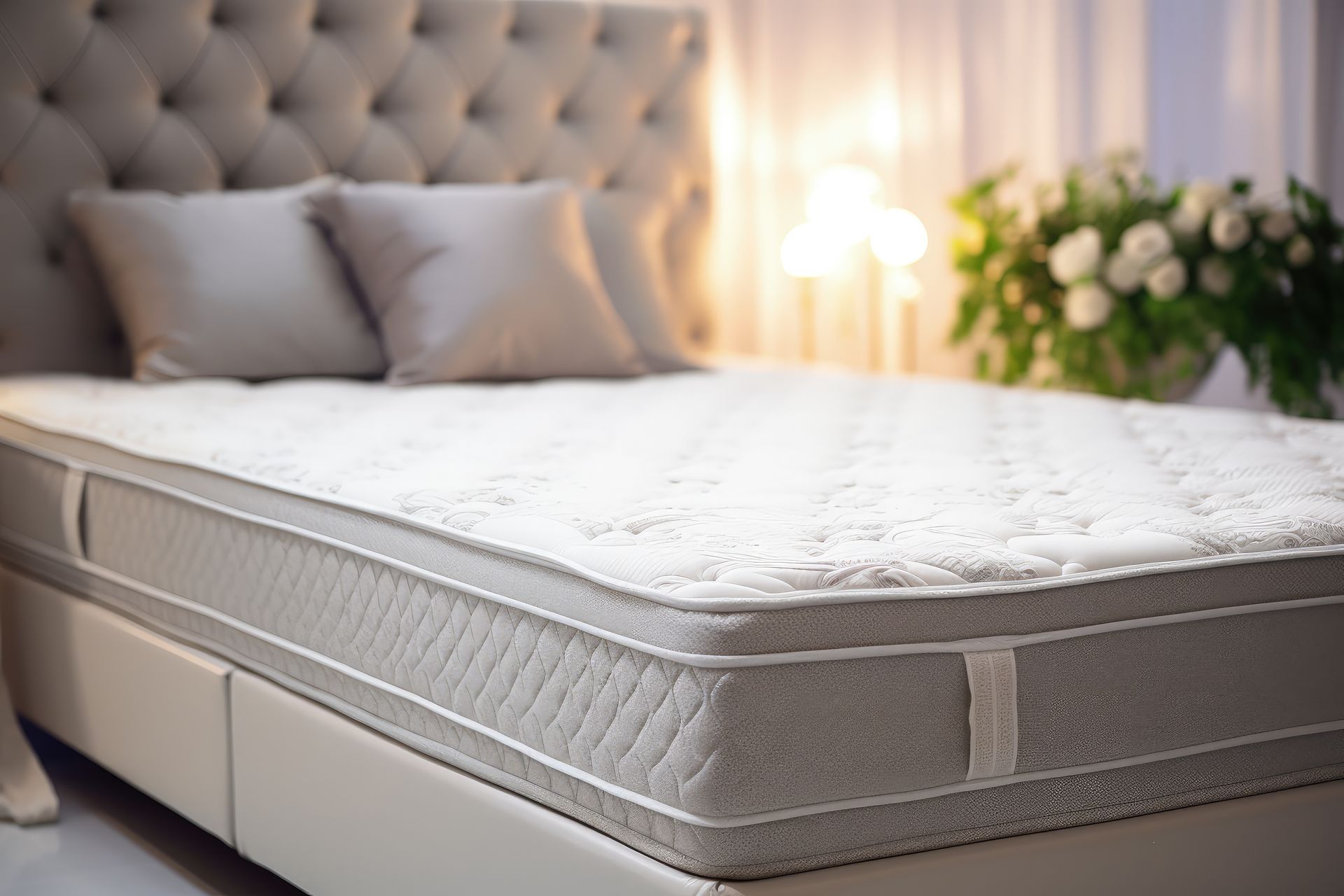 Un matelas sur un lit