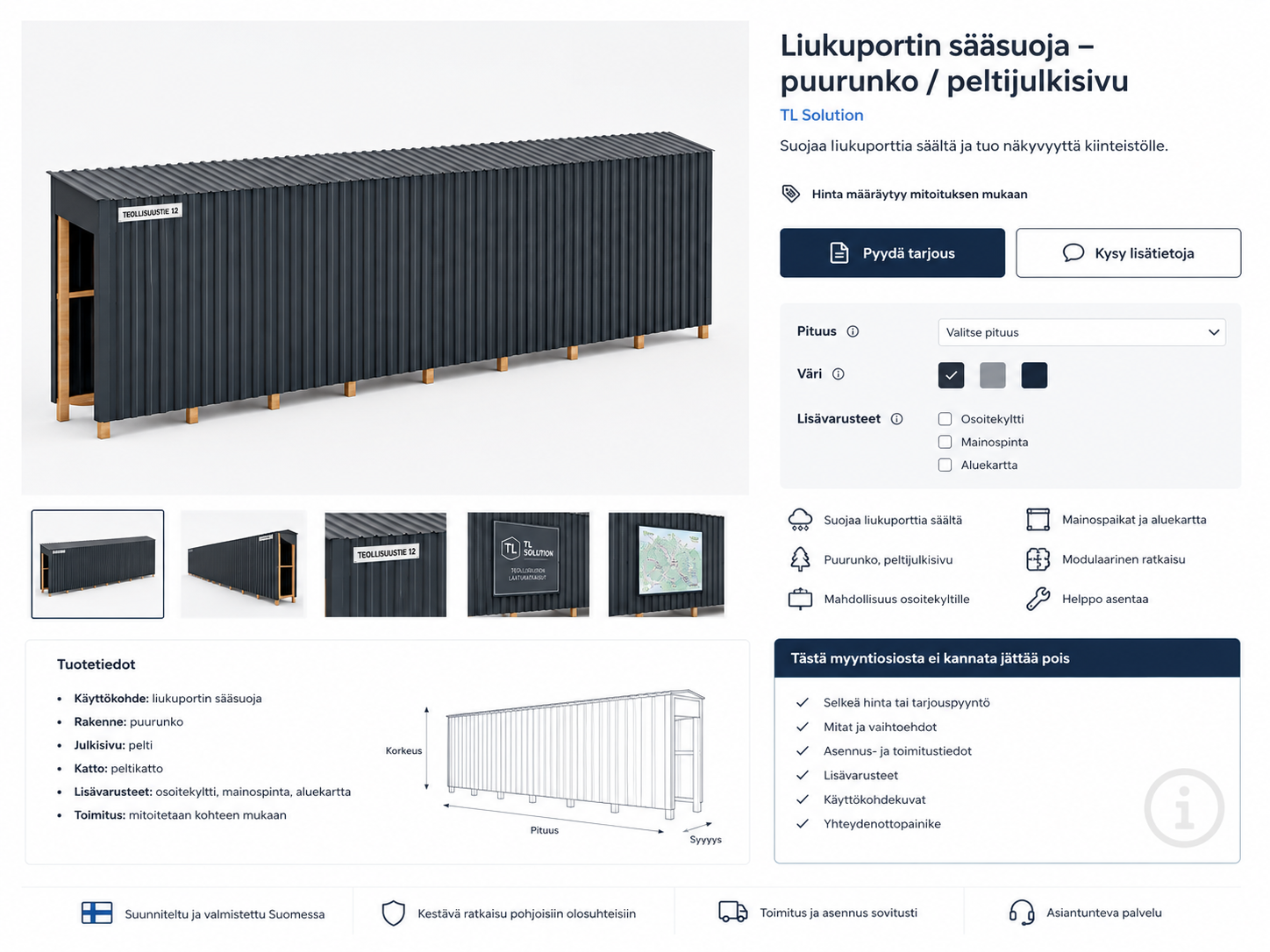 Liukuportin sääsuoja ja mainostila