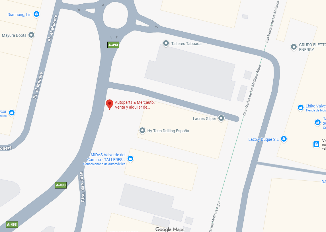 Mapa de una zona con un marcador de ubicación rojo etiquetado como 