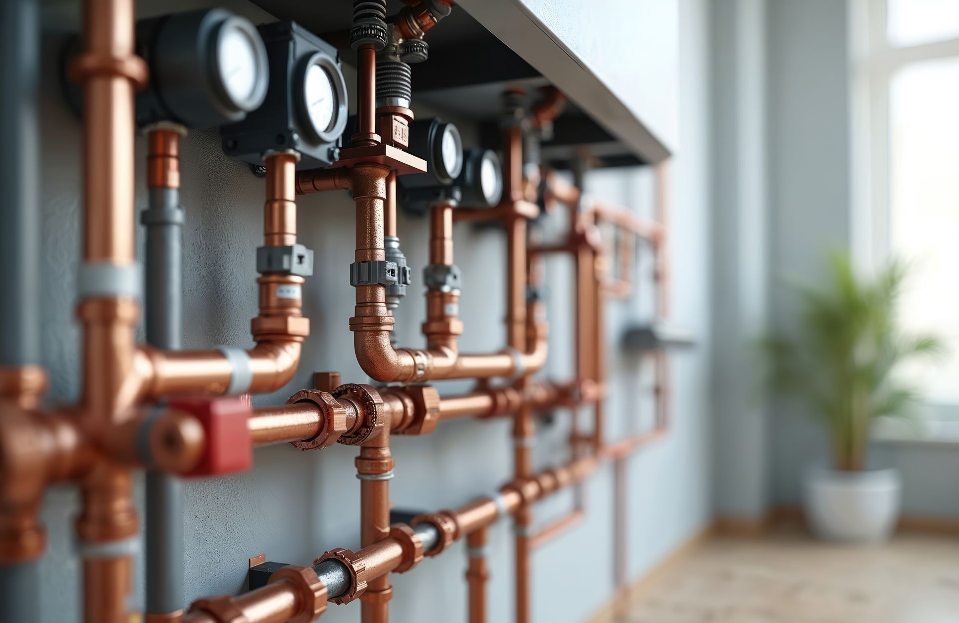 Des tuyaux d'un système de chauffage.